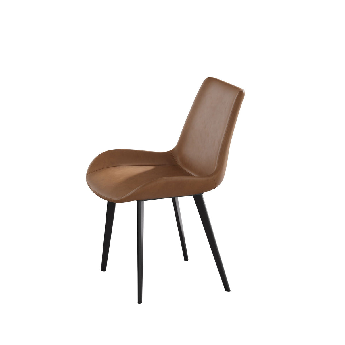 Modern dining chair set of 2, brown faux leather seat with black metal legs by HouseOfZazla on Tampa Home & Garden Store