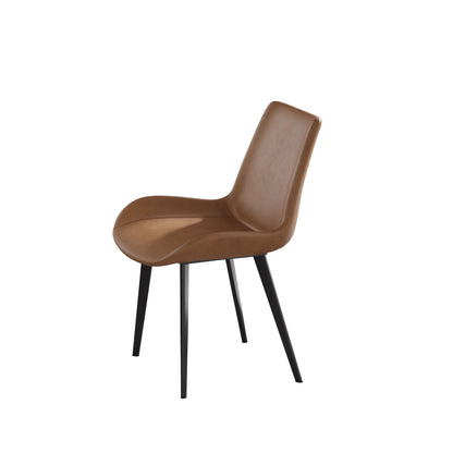 Modern dining chair set of 2, brown faux leather seat with black metal legs by HouseOfZazla on Tampa Home & Garden Store