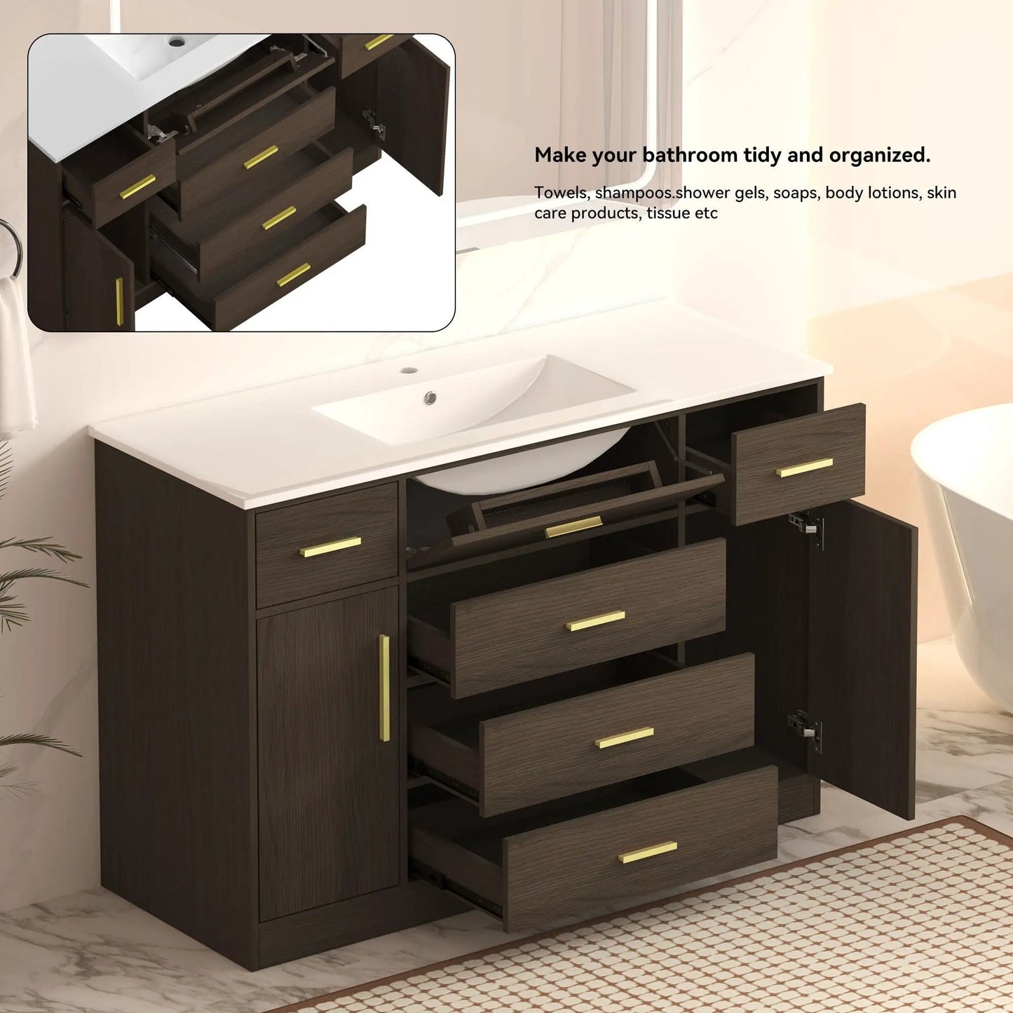 Bathroom Vanity with Ample Storage and Soft Doors