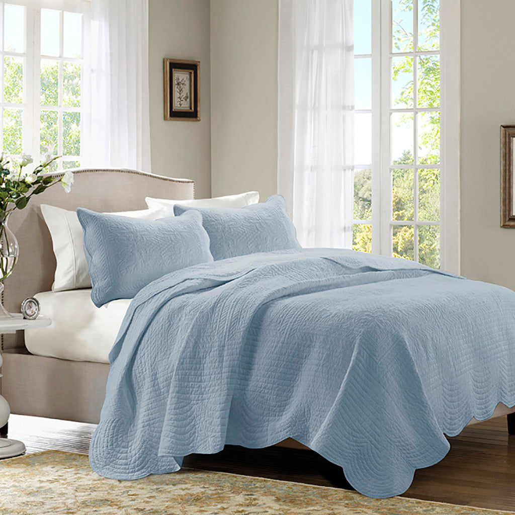 3 Piece Reversible Scalloped Edge Quilt Set Blue King/Cal King by HouseOfZazla on Tampa Home & Garden Store