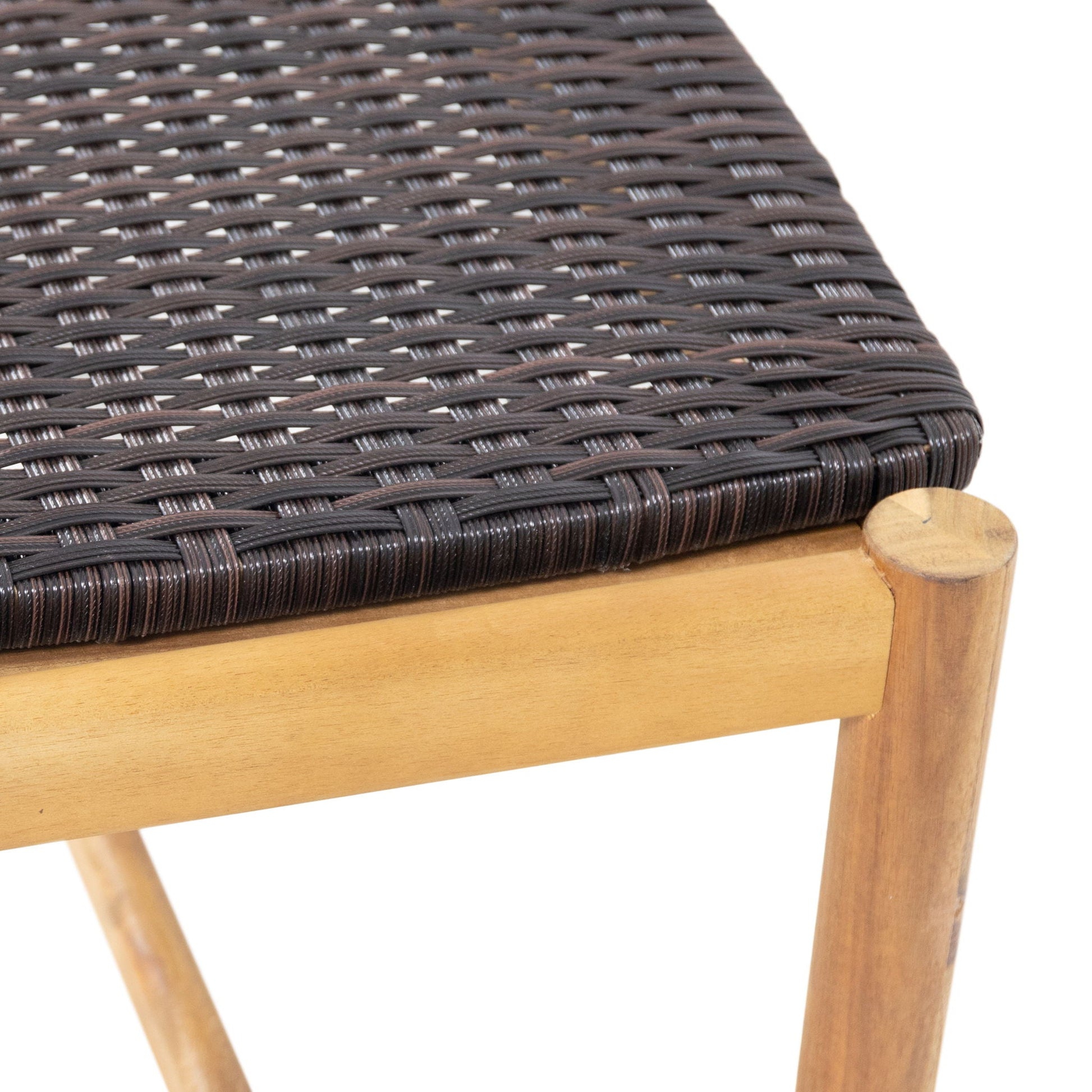 Cambria Rustic 3 Seater Bench - Teak with dark brown woven rattan seat on Tampa Home & Garden Store
