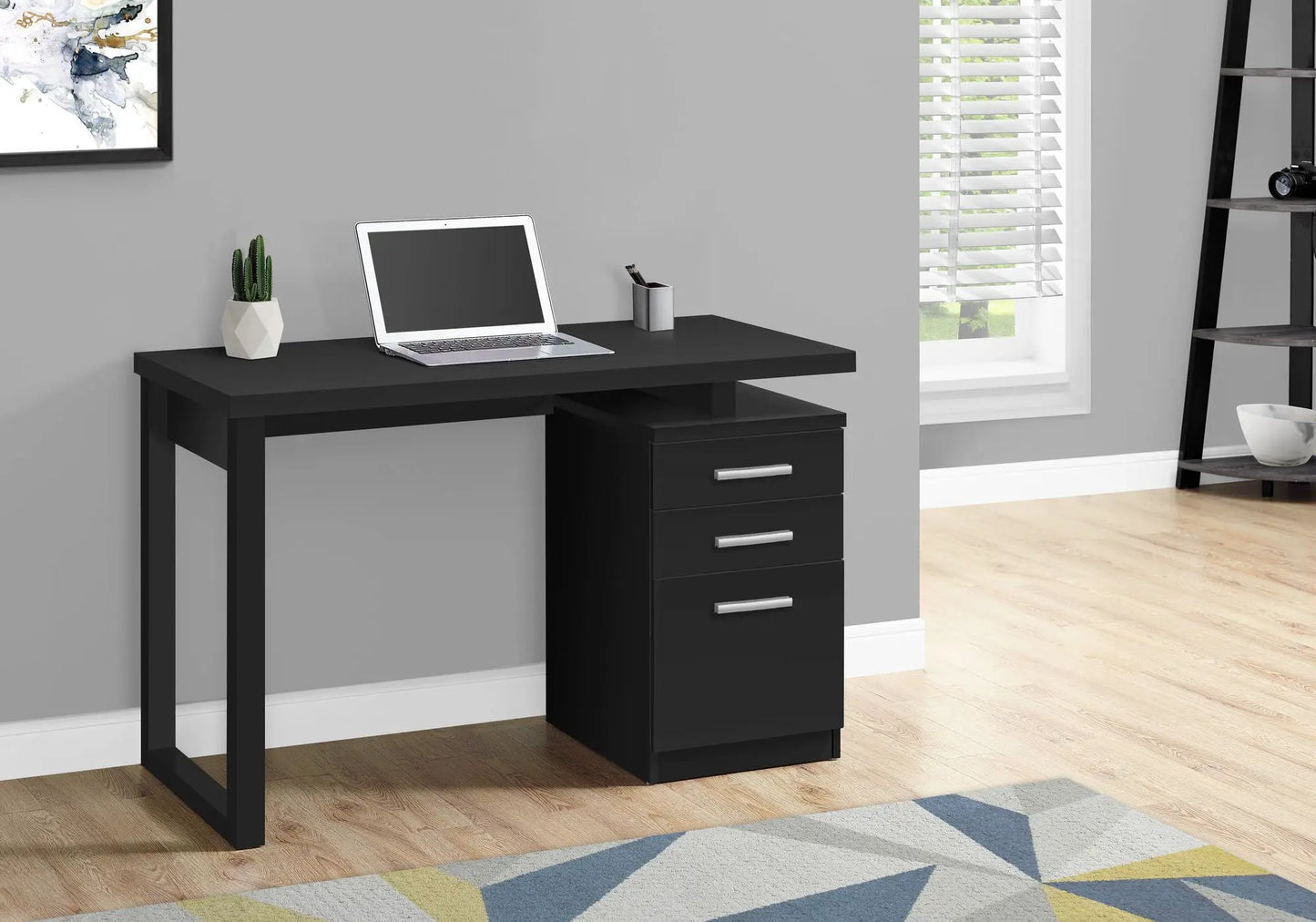 Computer desk for home office with storage drawers, black finish, Unique Piece Furniture on Tampa Home & Garden Store