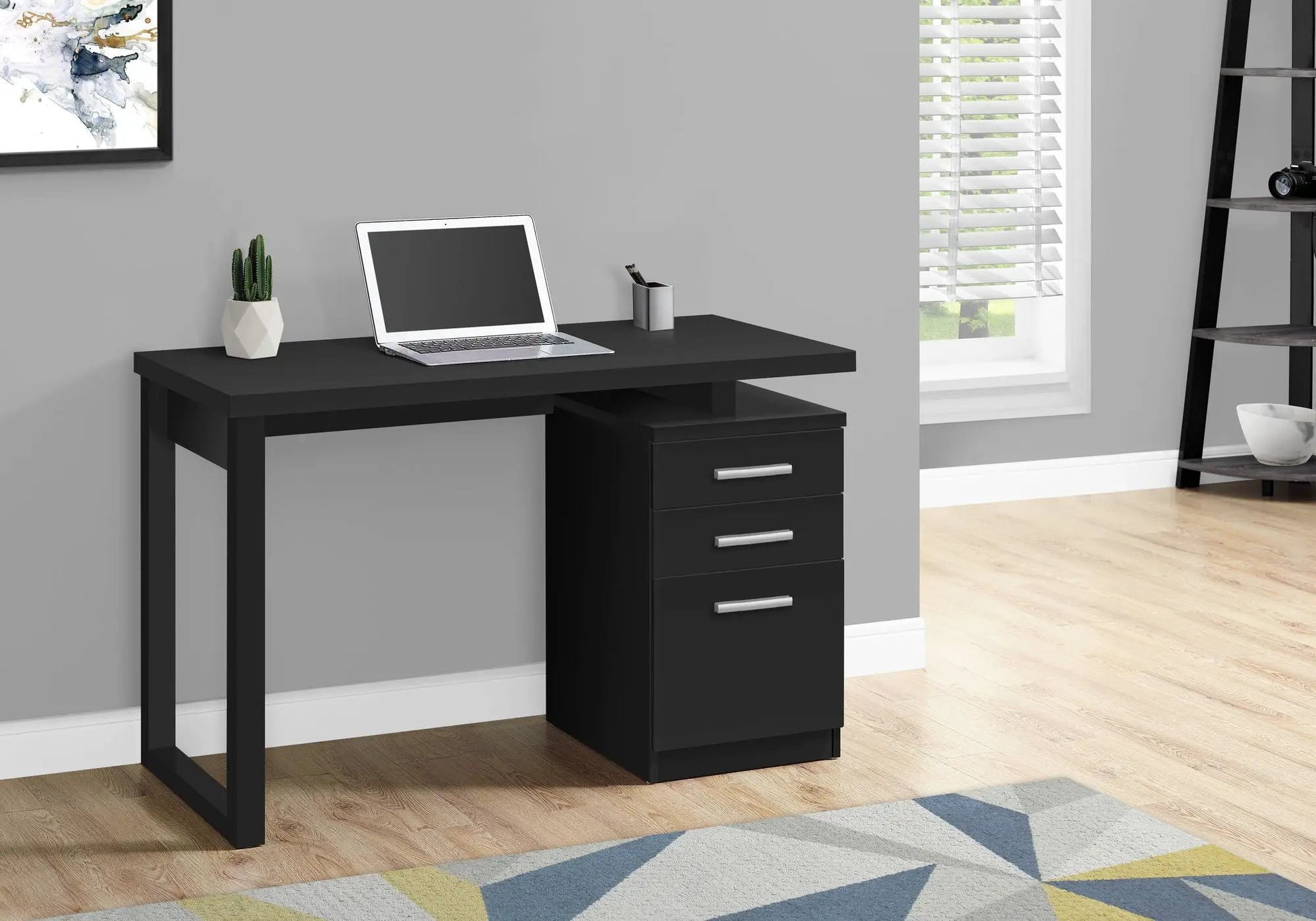 Computer desk for home office with storage drawers, black finish, Unique Piece Furniture on Tampa Home & Garden Store