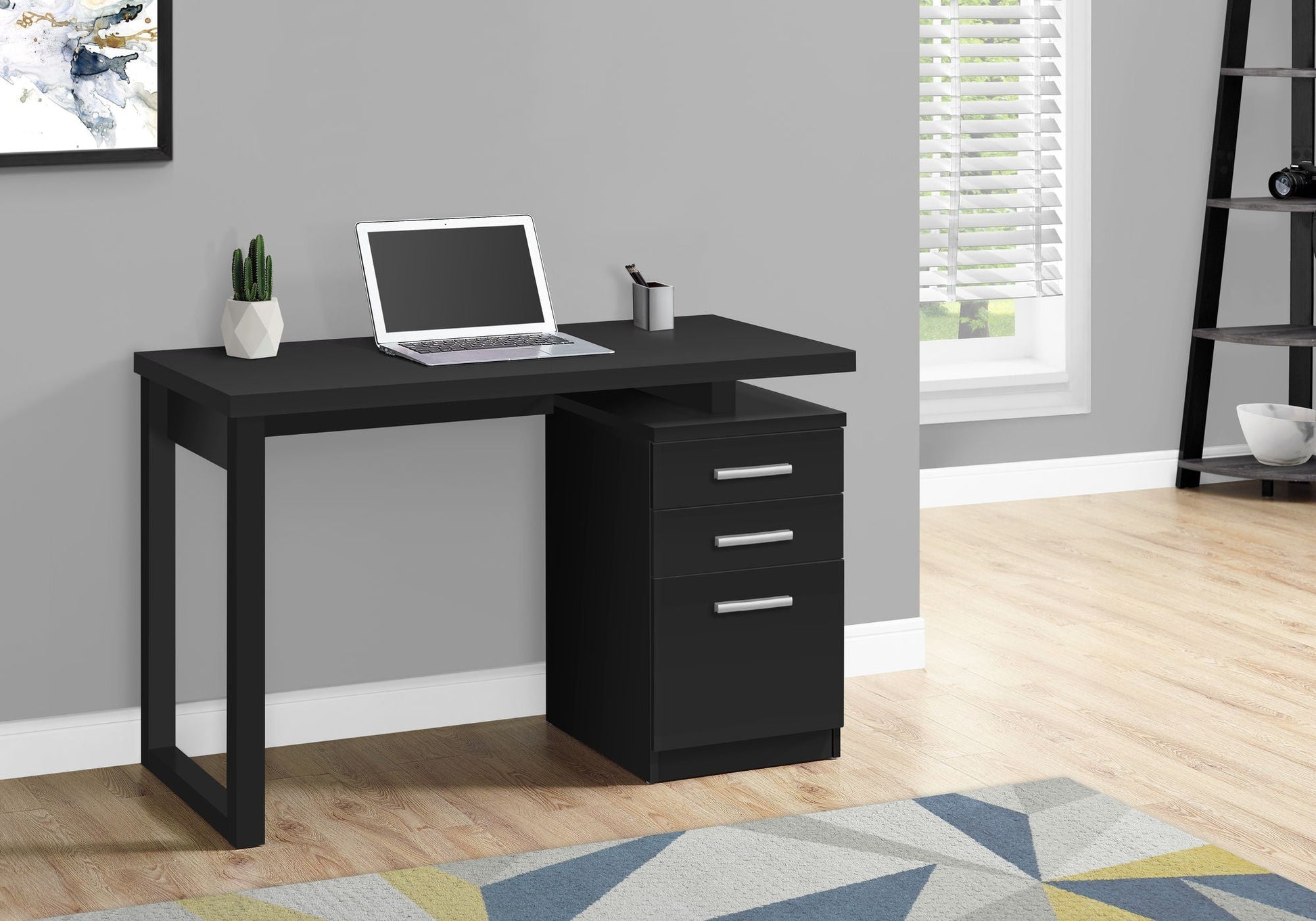 Computer Desk for Home Office Laptop with Reversible Storage Drawers by HouseOfZazla in black on Tampa Home & Garden Store