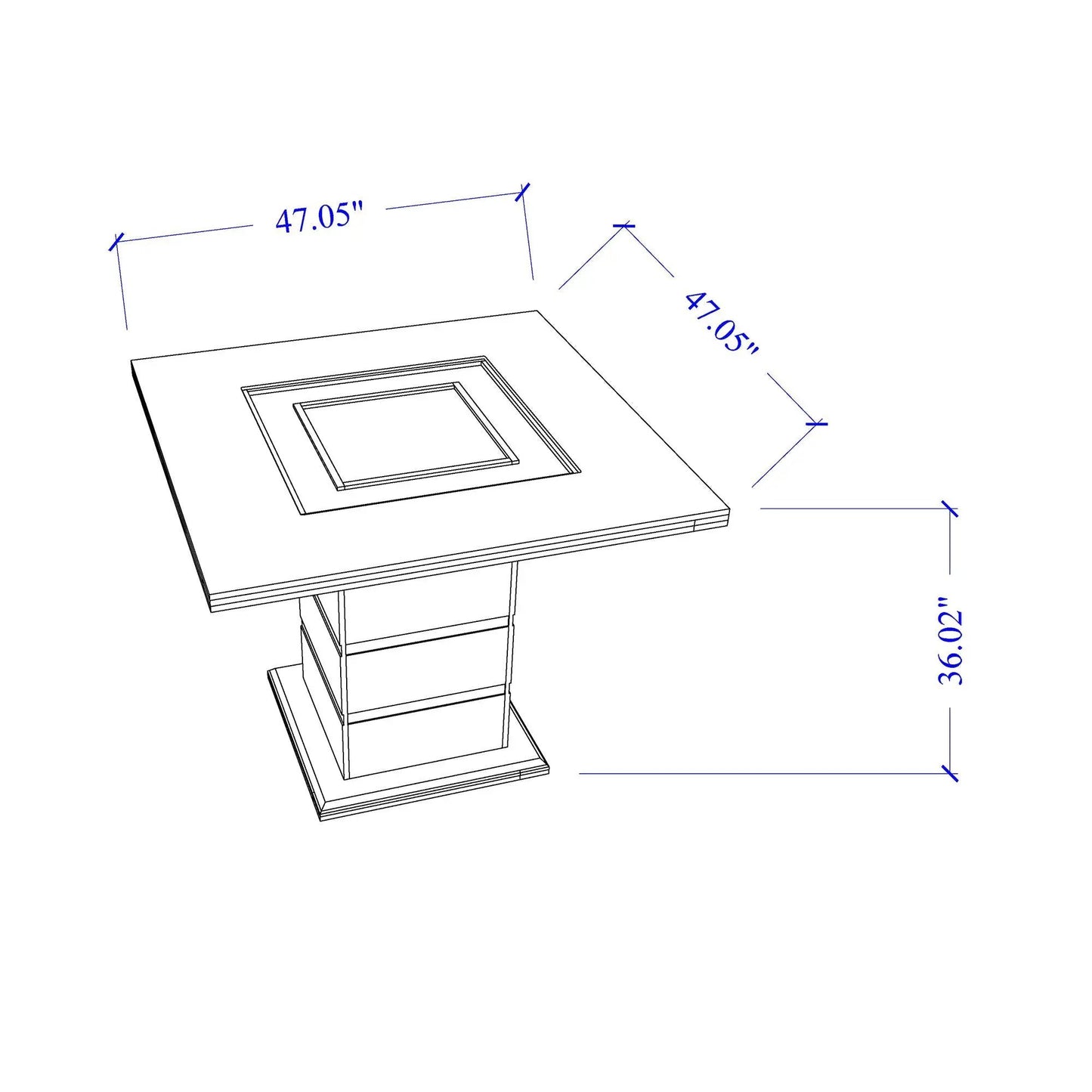 Ariya Bar Table with Glass Inlay and Gloss Finish