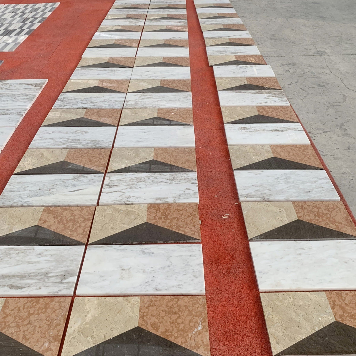 Polished marble decorative tiles White/Multi by HouseOfZazla with geometric chevron accents on Tampa Home & Garden Store