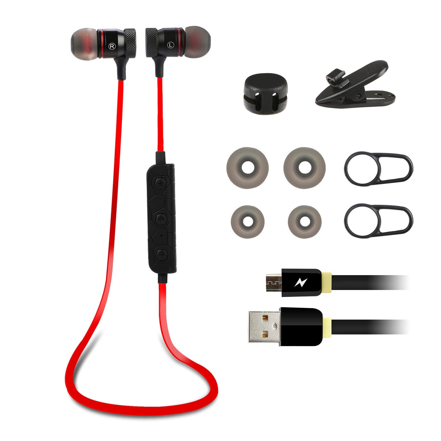 GemGear wireless in-ear sport earbuds red cable with inline control and silicone tips on Tampa Home & Garden Store
