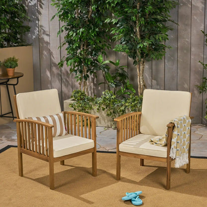 Casa Acacia Club Chair outdoor arm chairs 3 chairs beige cushions acacia frame HouseOfZazla on Tampa Home & Garden Store
