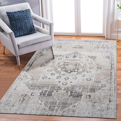 Payas Medallion Area Rug Neutral Tones Home Decor