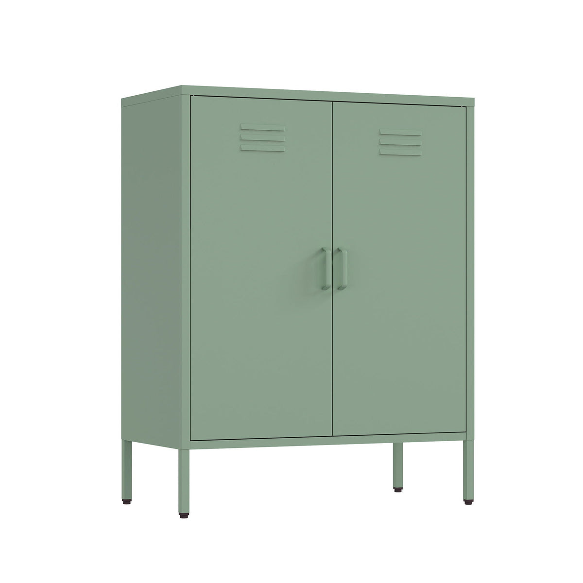 Accent cabinet with adjustable shelves in green steel finish, 2-door unit HouseOfZazla on Tampa Home & Garden Store