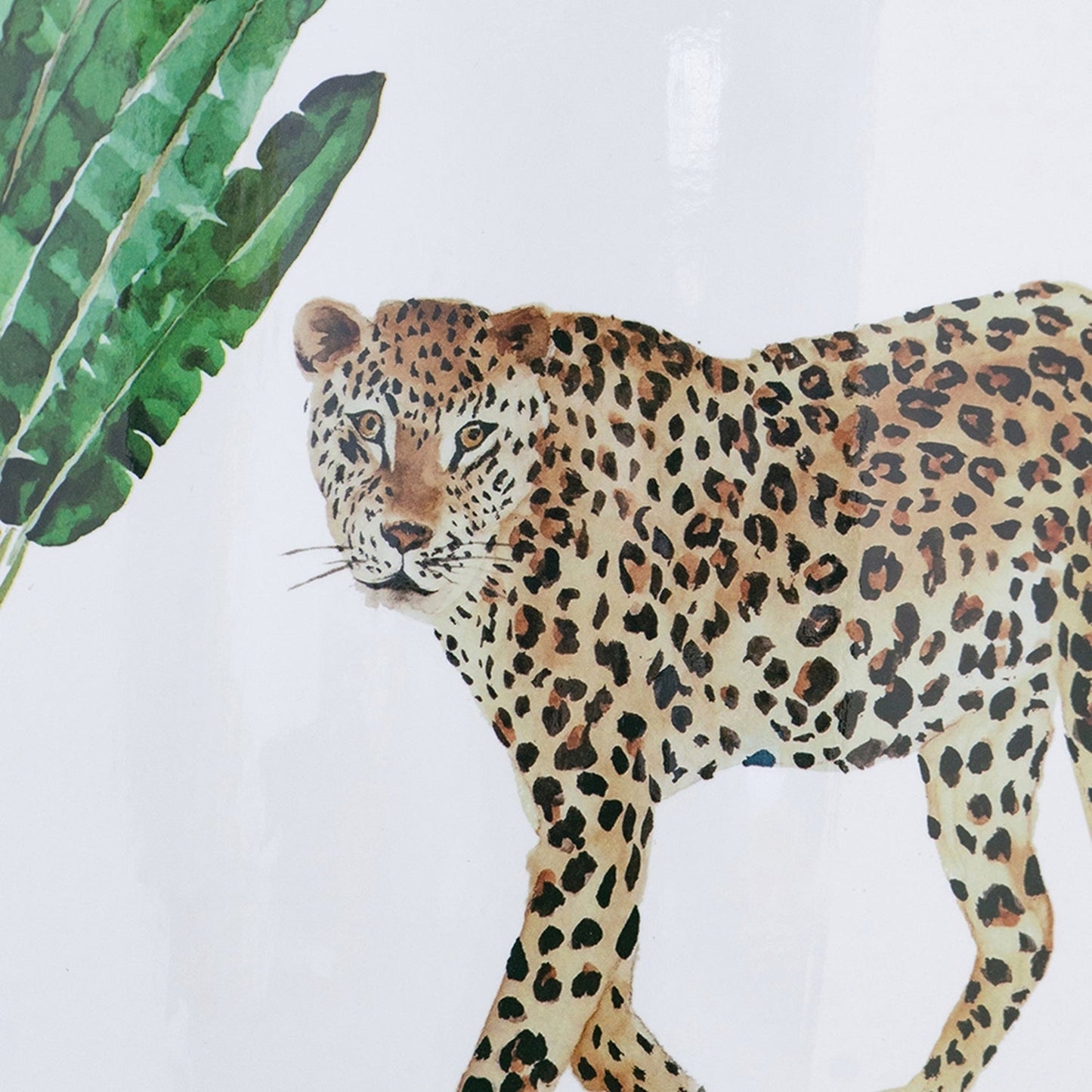 Leopard print ceramic garden stool with jungle motif and palm leaves by HouseOfZazla on Tampa Home & Garden Store