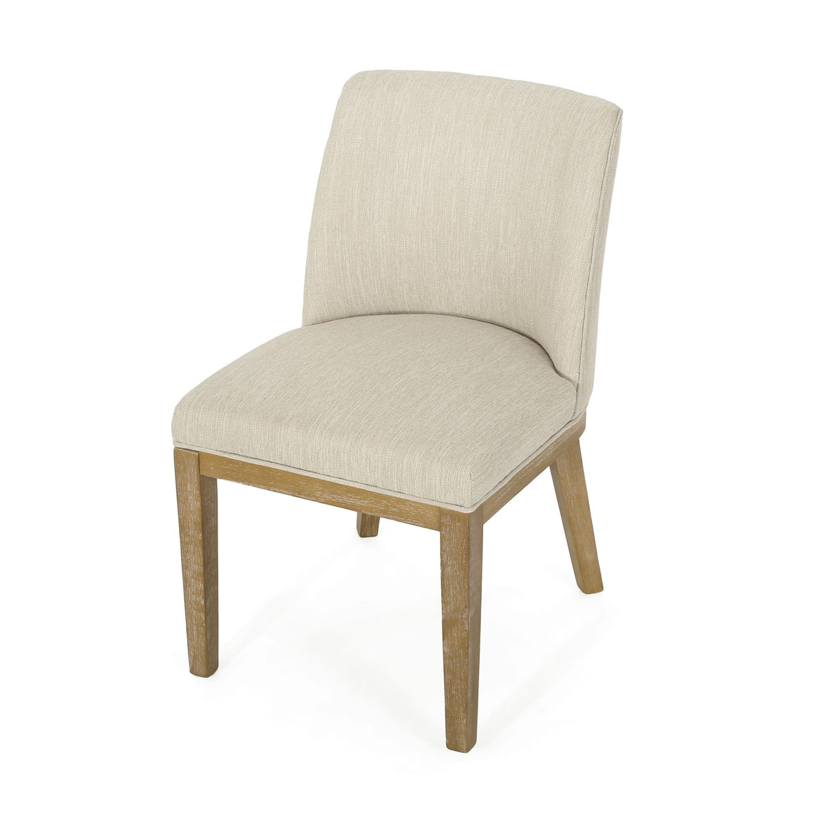 Beige fabric dining chair set of 2 with wooden frame on Tampa Home & Garden Store