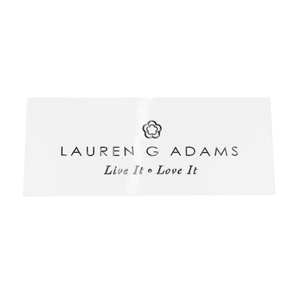 Logo Display card by Lauren G Adams, with flower emblem and Live It Love It on white card on Tampa Home & Garden Store