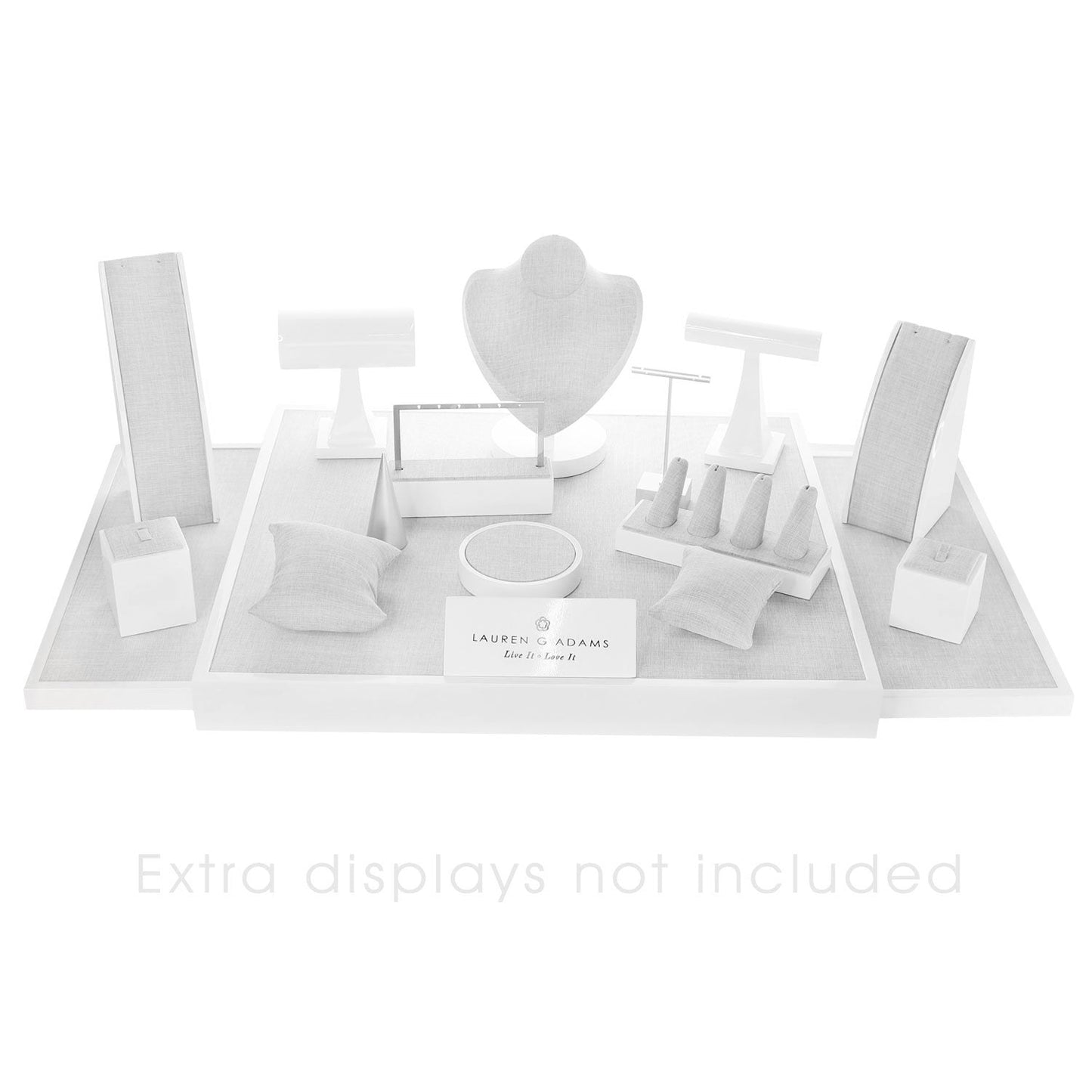 Display Base Set of 3 jewelry stands by Lauren G Adams on fabric-covered white display base on Tampa Home & Garden Store