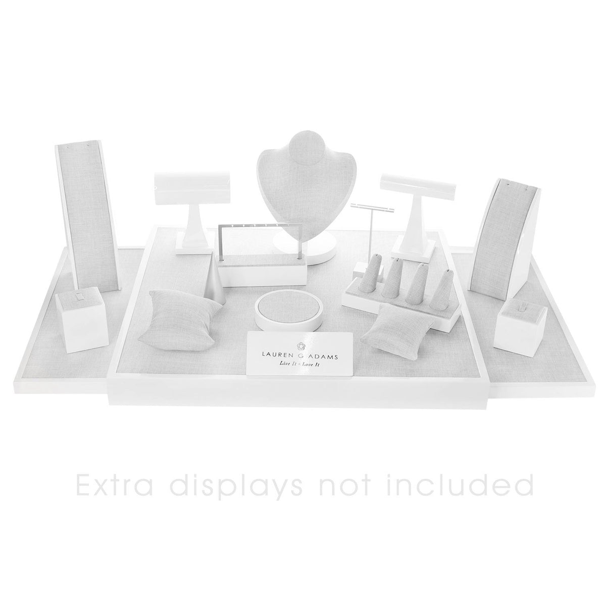 Display Base Set of 3 jewelry stands by Lauren G Adams on fabric-covered white display base on Tampa Home & Garden Store