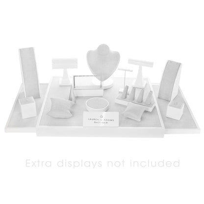Display Base Set of 3 jewelry stands by Lauren G Adams on fabric-covered white display base on Tampa Home & Garden Store