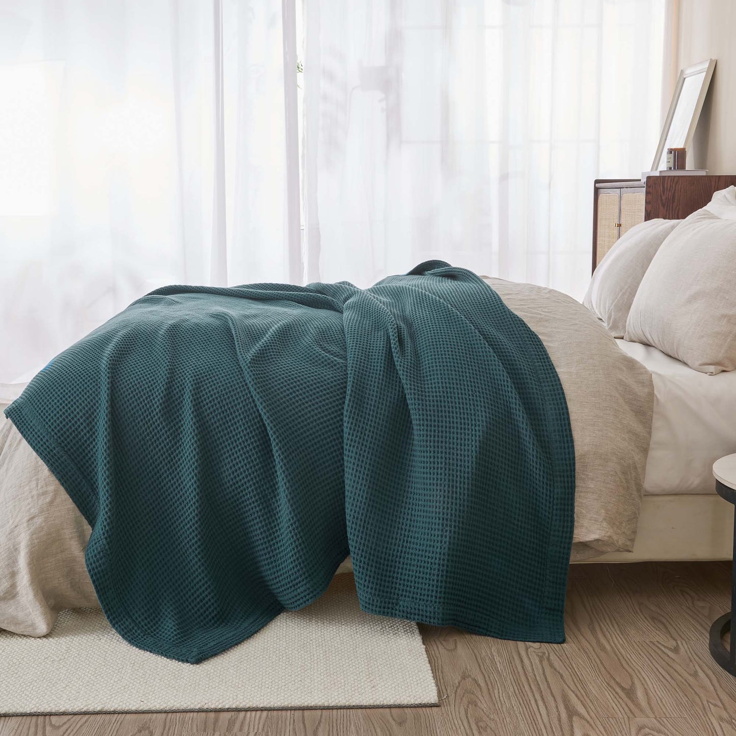 Organic Cotton And Waffle Weave Throw Blanket