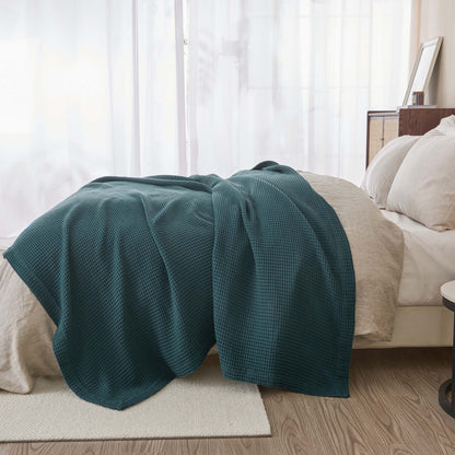Organic Cotton And Waffle Weave Throw Blanket