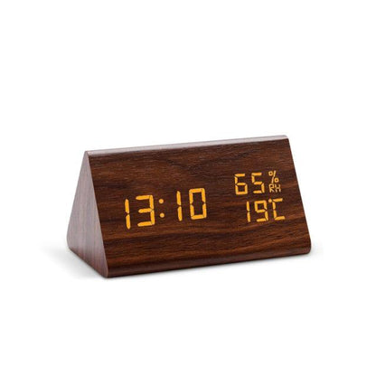 Stevvex wooden LED alarm clock with time display on Tampa Home & Garden Store