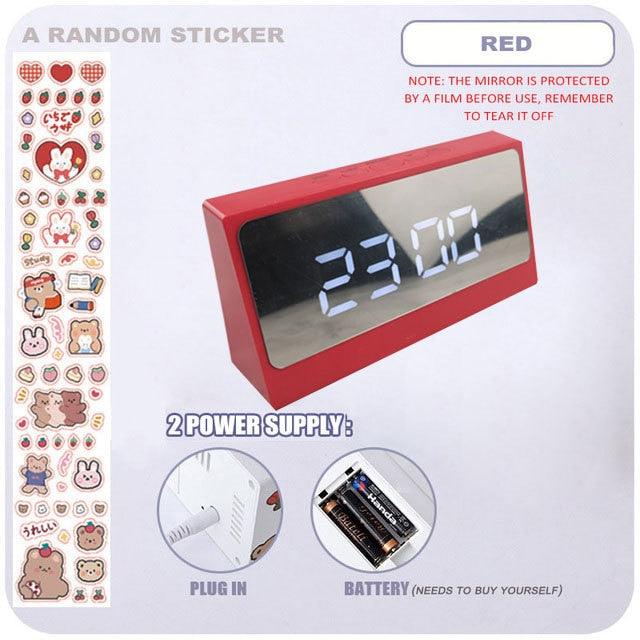 Stevvex STCC657SDF red digital desk clock with mirror LED display and USB charger on Tampa Home & Garden Store