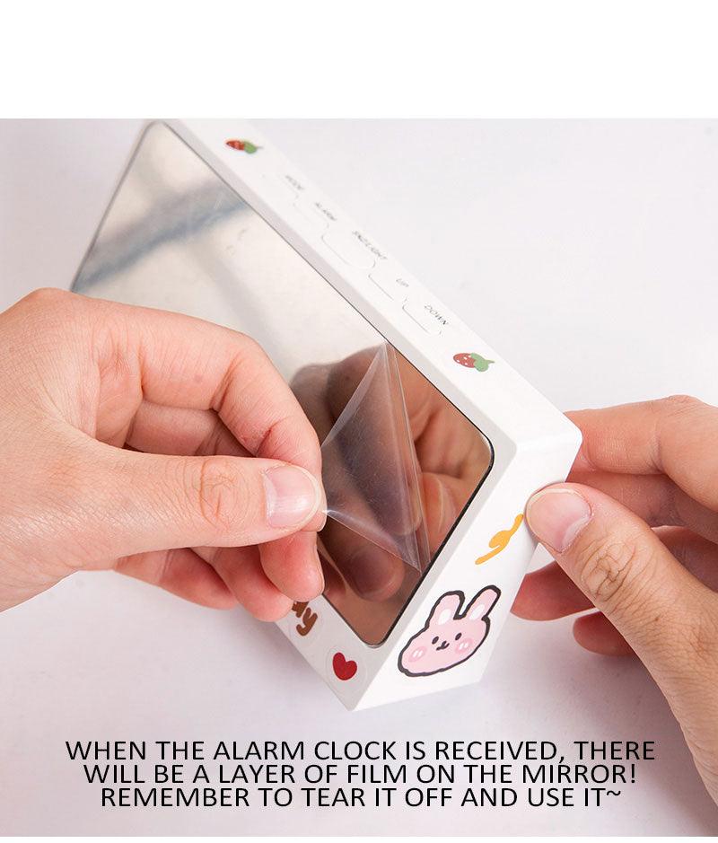 Stevvex digital table clock with white plastic case and mirror LED display peelable film on Tampa Home & Garden Store