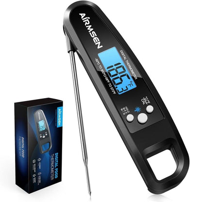 Stevvex digital kitchen thermometer with stainless steel probe and blue backlit display on Tampa Home & Garden Store
