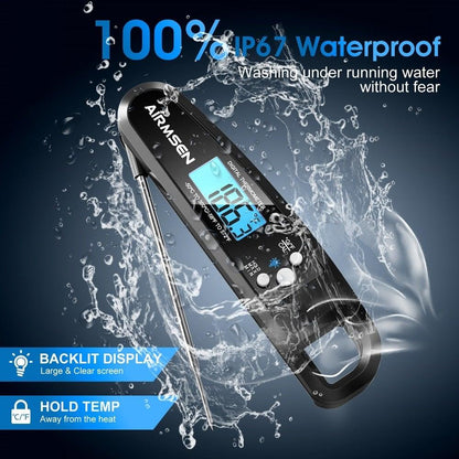 Stevvex digital kitchen thermometer with backlit display, waterproof probe for meat and liquids on Tampa Home & Garden Store