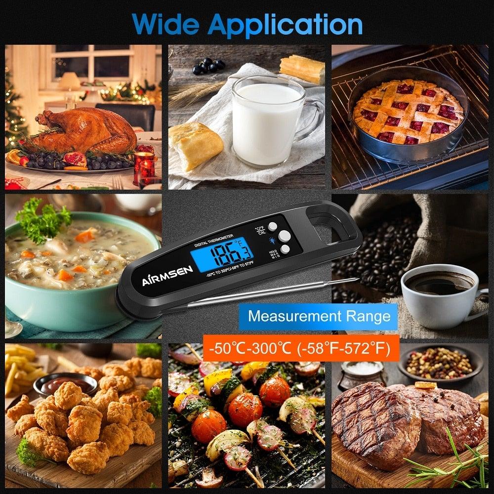 Stevvex black digital kitchen thermometer with backlit display for meat and oven use on Tampa Home & Garden Store