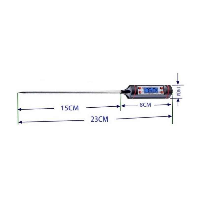 Stevvex digital meat thermometer with stainless steel probe and black/red handle LCD 23 cm on Tampa Home & Garden Store