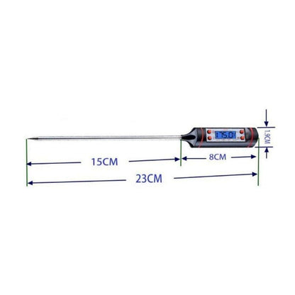 Stevvex digital meat thermometer with stainless steel probe and black/red handle LCD 23 cm on Tampa Home & Garden Store