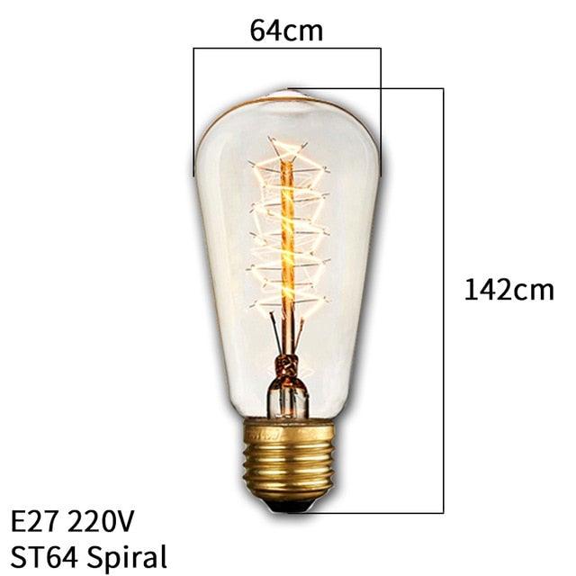 Stevvex ST64 vintage Edison bulb with spiral filament, dimmable E27 220V on Tampa Home & Garden Store