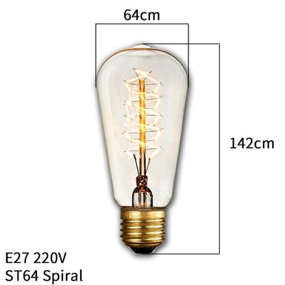Stevvex ST64 vintage Edison bulb with spiral filament, dimmable E27 220V on Tampa Home & Garden Store