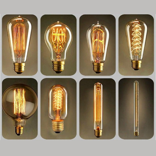 Stevvex dimmable vintage Edison bulbs set of 8 with amber glass and spiral filaments on Tampa Home & Garden Store