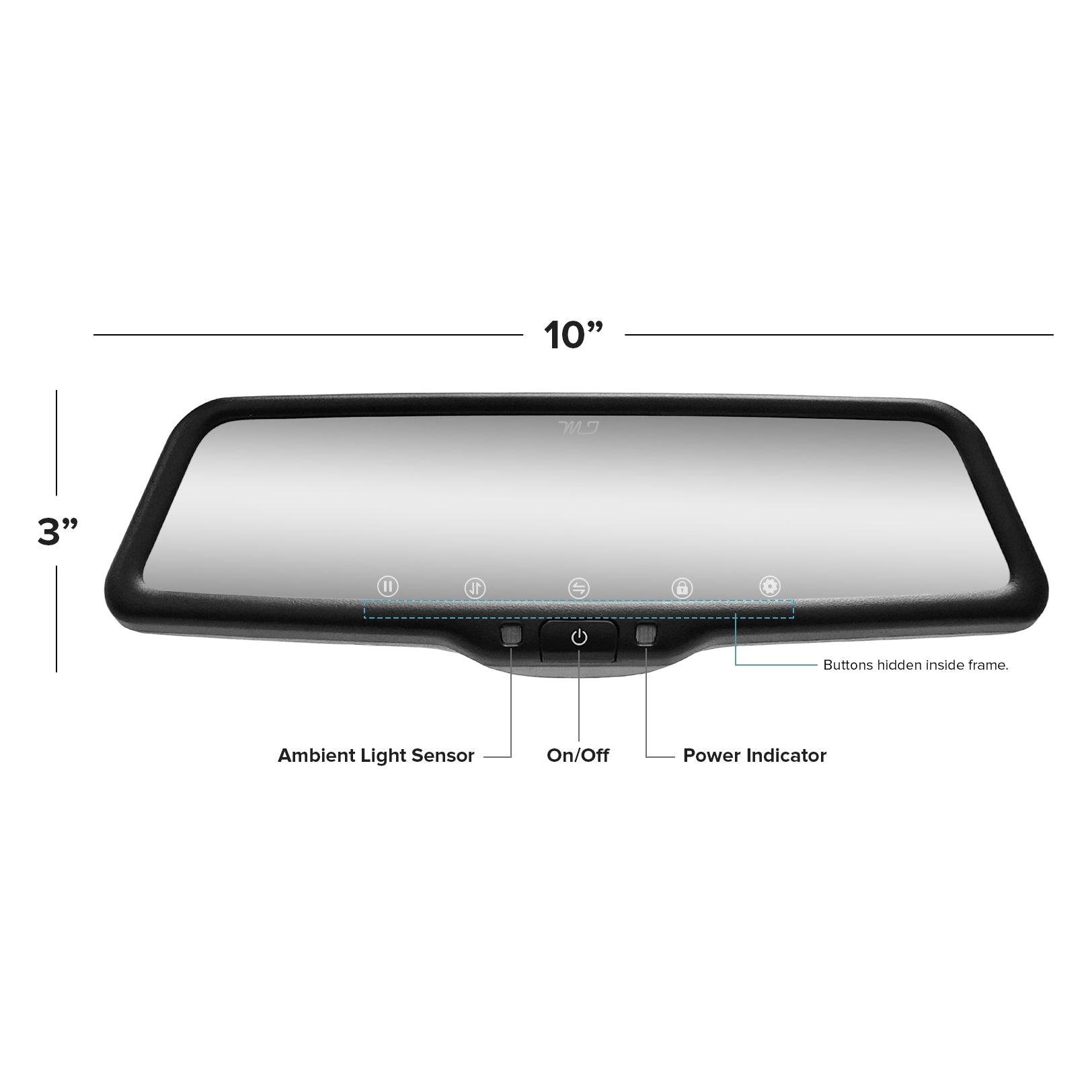 Rear view mirror dash cam by Master Tailgaters with 10-inch LCD, black frame on Tampa Home & Garden Store