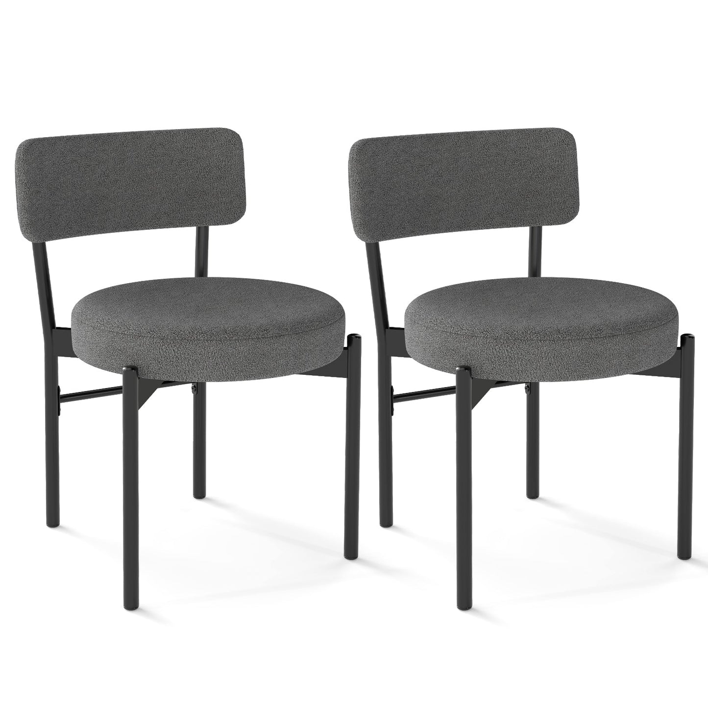 Juego de 2 sillas de comedor con respaldo curvo y asiento acolchado - Gris