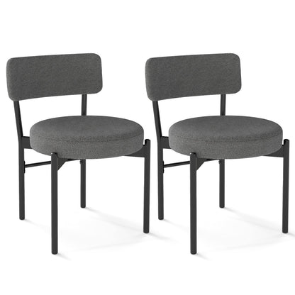 Juego de 2 sillas de comedor con respaldo curvo y asiento acolchado - Gris