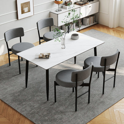 Juego de 2 sillas de comedor con respaldo curvo y asiento acolchado - Gris
