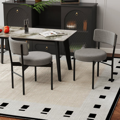 Juego de 2 sillas de comedor con respaldo curvo y asiento acolchado - Gris