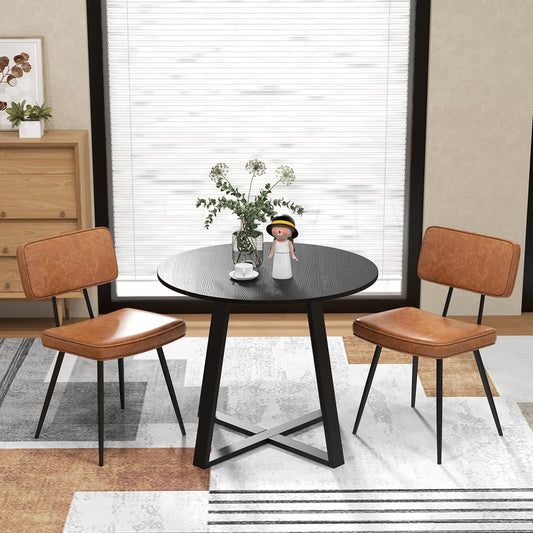 Juego de 2 sillas de comedor con respaldo y asiento acolchados - Marrón