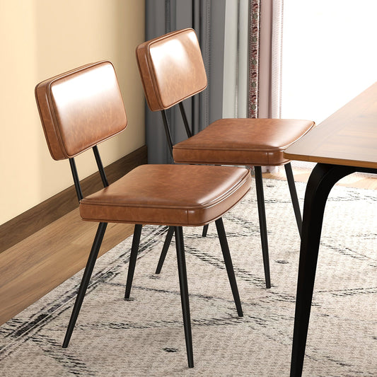 Juego de 2 sillas de comedor con respaldo y asiento acolchados - Marrón