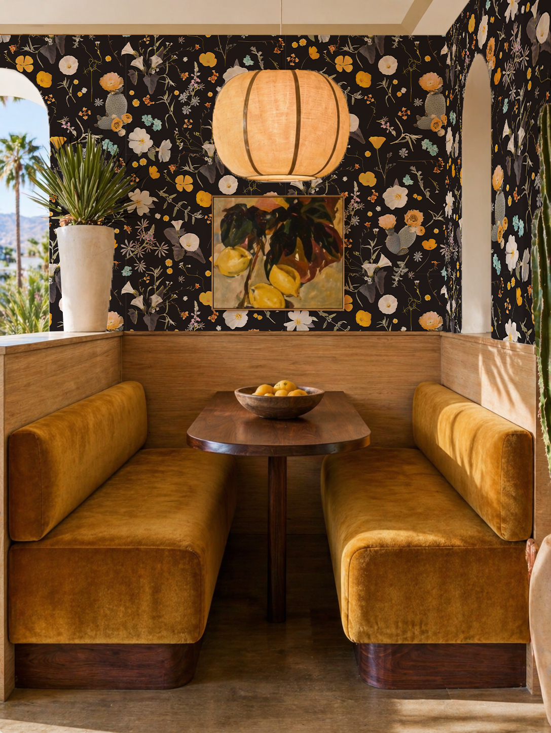 California Native Wallpaper, black & multicolor