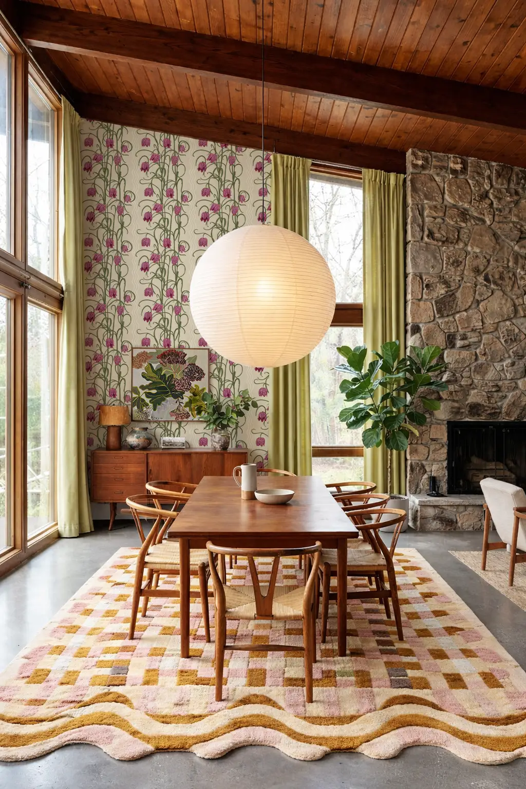 Campanas Wallpaper tan and purple floral pattern in a cozy dining room Samantha Santana Creative on Tampa Home & Garden Store