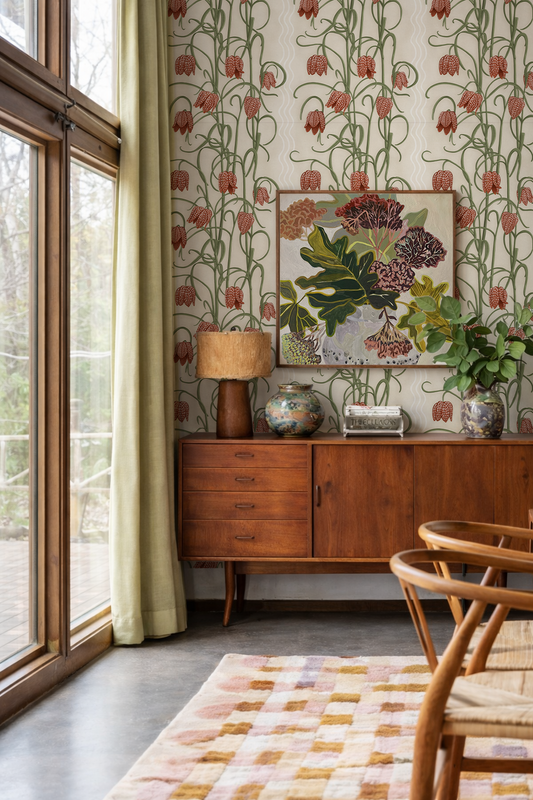 Campanas Wallpaper, neutral and burnt orange - Tampa Home & Garden Store