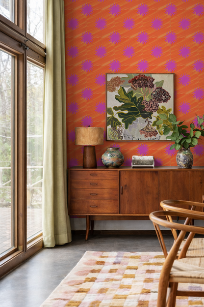 Papier peint Sol, orange et magenta