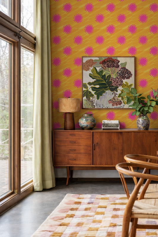 Sol Wallpaper, yellow and pink - Tampa Home & Garden Store
