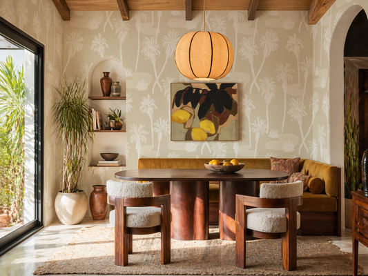 Palm Oasis Wallpaper, white and tan - Tampa Home & Garden Store