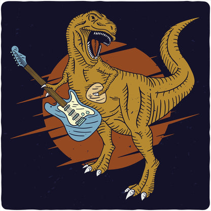 Dinosaur with guitar graphic men's T-shirt in bamboo viscose/organic cotton by Spun Bamboo on Tampa Home & Garden Store