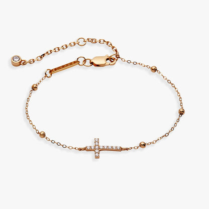 Cross Pave Crystal Beaded Strand Bracelet