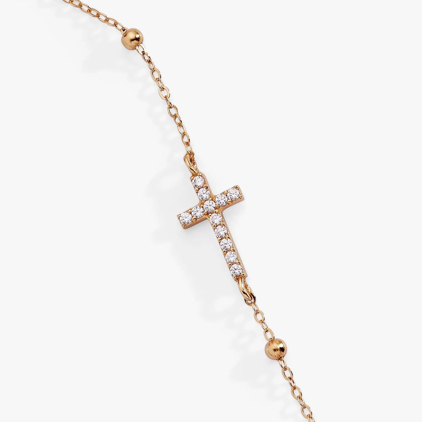 Cross Pave Crystal Beaded Strand Bracelet