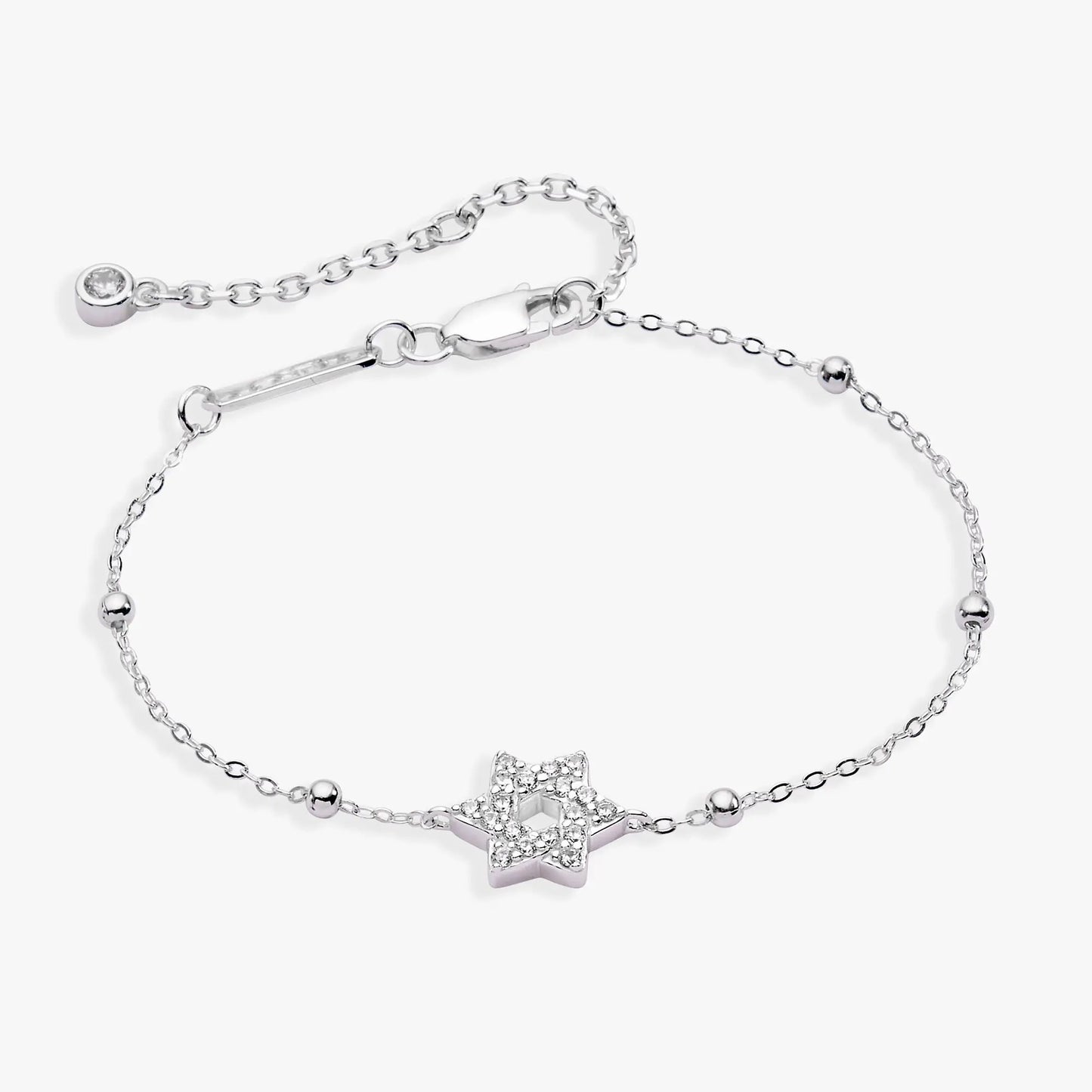 Star of David Delicate Pave Beaded Chain Bracelet in silver by Alex and Ani on Tampa Home & Garden Store